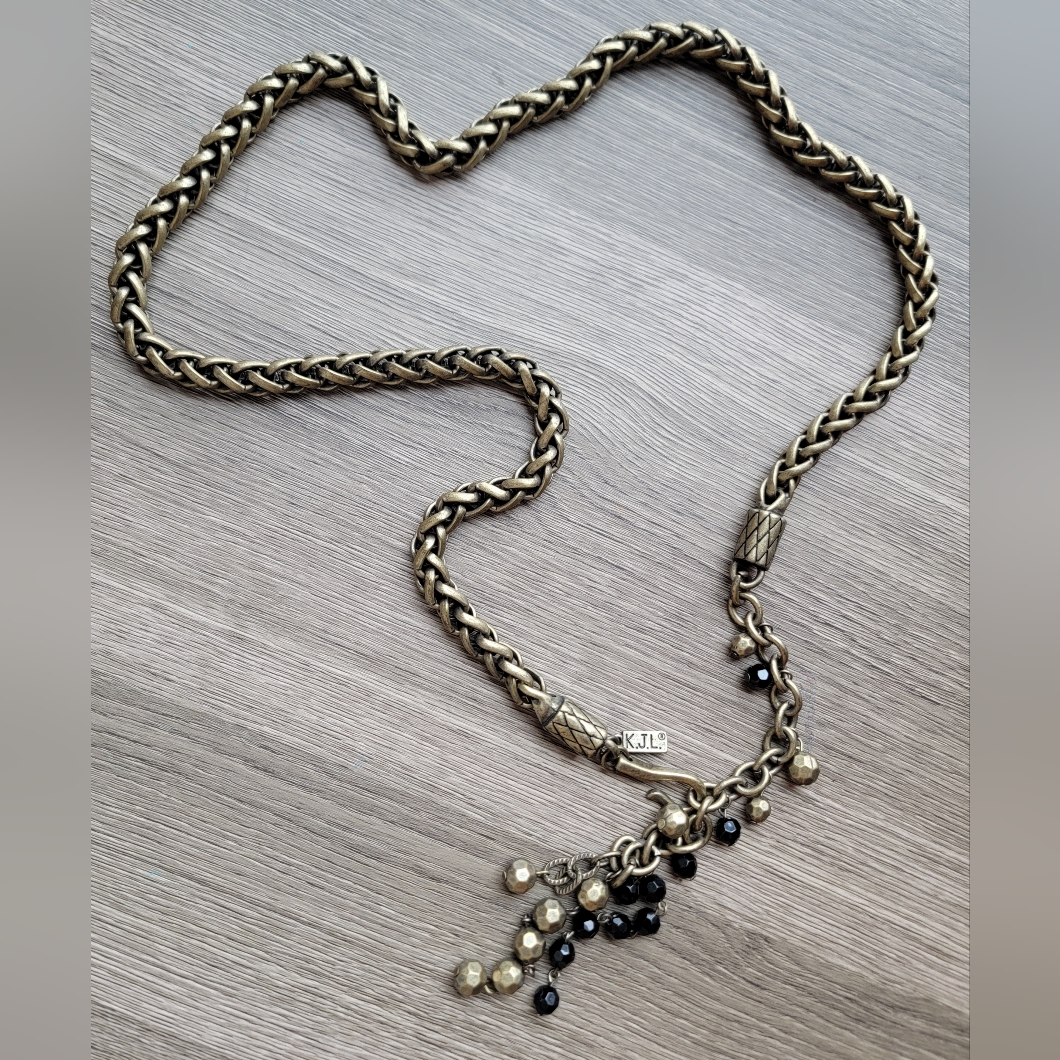 Vintage Kenneth Lane Kjl Necklace Brass Tone 32$